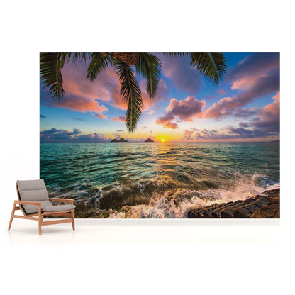 The Setting Sun Over the Ocean Tropical Scenery Non-woven Photo Wallpaper Size Selection
