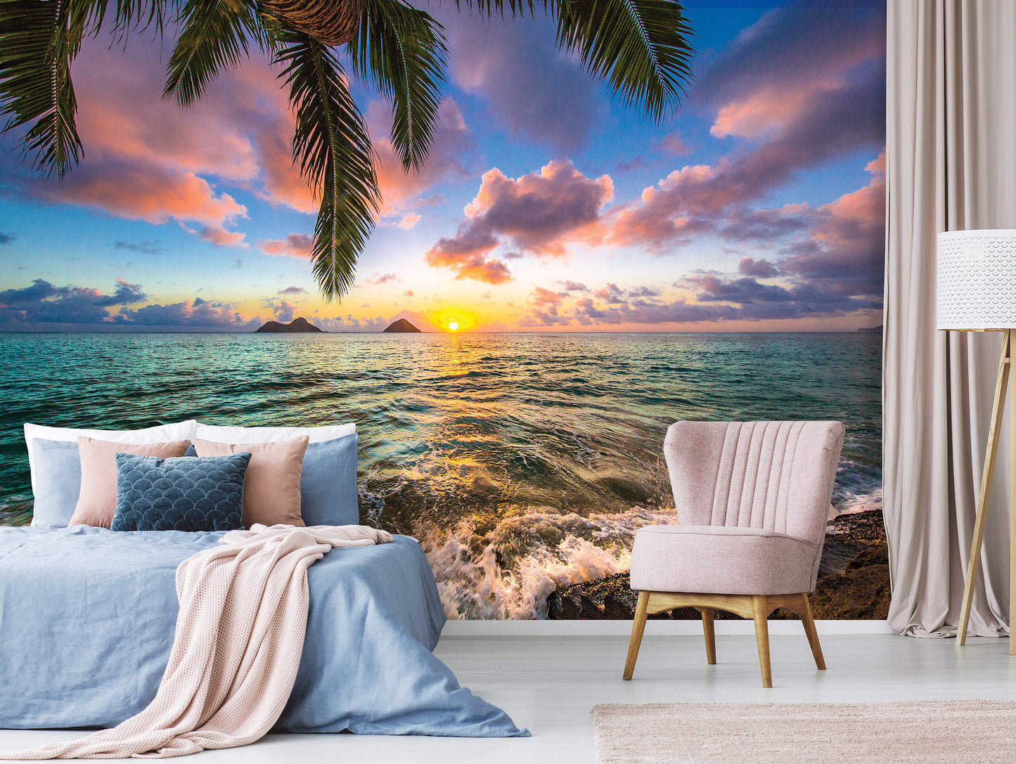 The Setting Sun Over the Ocean Tropical Scenery Non-woven Photo Wallpaper Size Selection