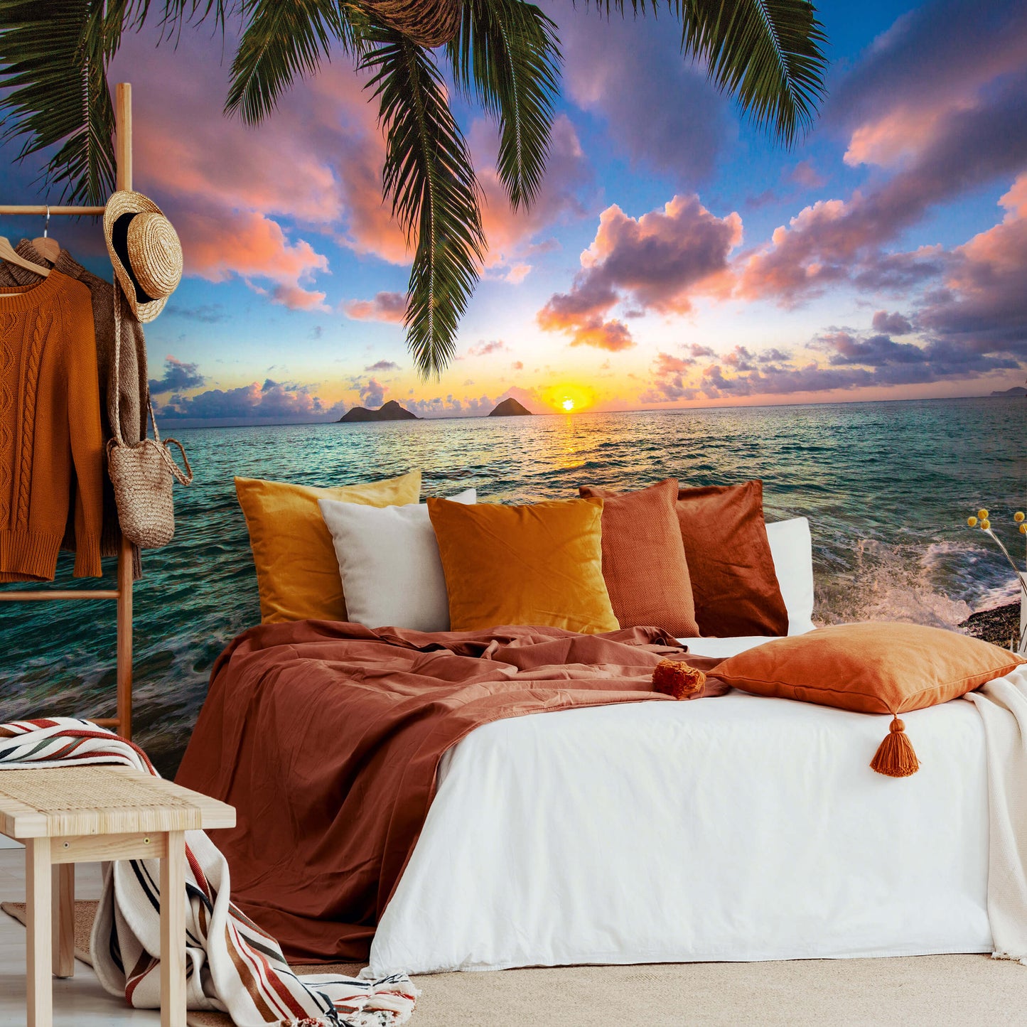 The Setting Sun Over the Ocean Tropical Scenery Non-woven Photo Wallpaper Size Selection