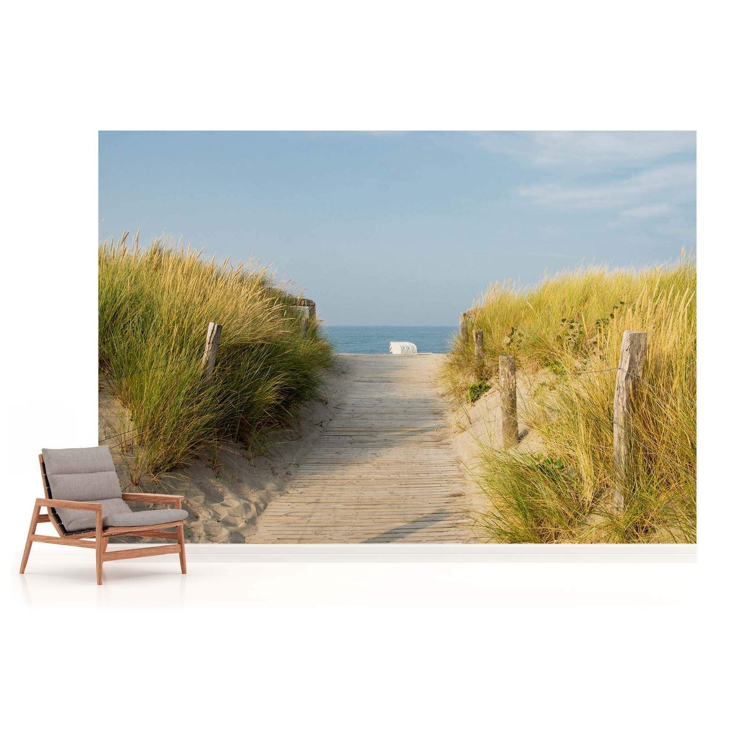 Sandy Beach Covered with Grass Nature Non-woven Photo Wallpaper (W x H) 368 cm x 254 cm (144" x 100")