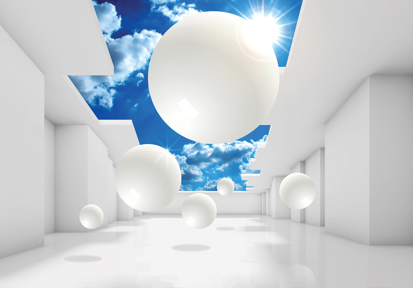 Abstract Composition Spheres 3D & Abstract Non-woven Photo Wallpaper (W x H) 368 cm x 254 cm (144" x 100")