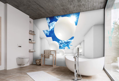Composition Spheres 3D & Abstract Non-woven Photo Wallpaper (W x H) 368 cm x 254 cm (144" x 100")