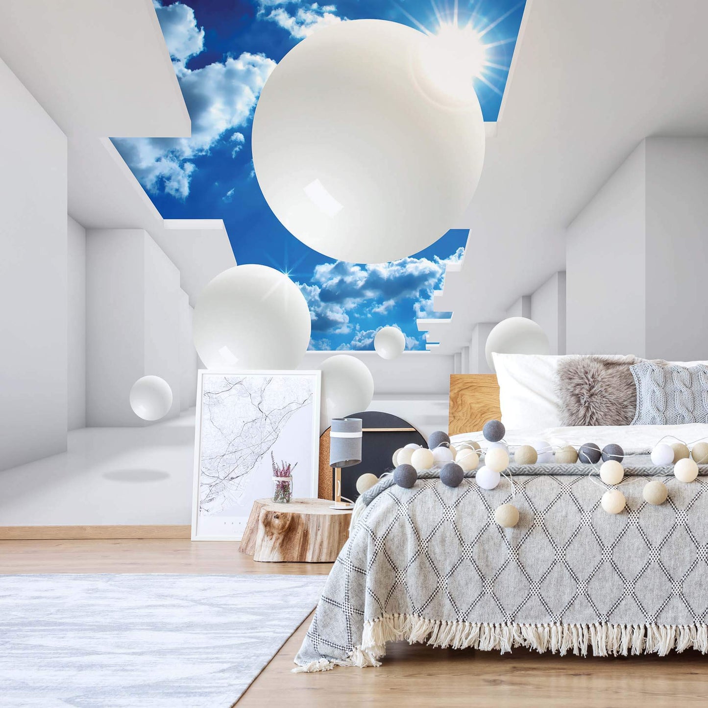 Abstract Composition Spheres 3D & Abstract Non-woven Photo Wallpaper (W x H) 368 cm x 254 cm (144" x 100")