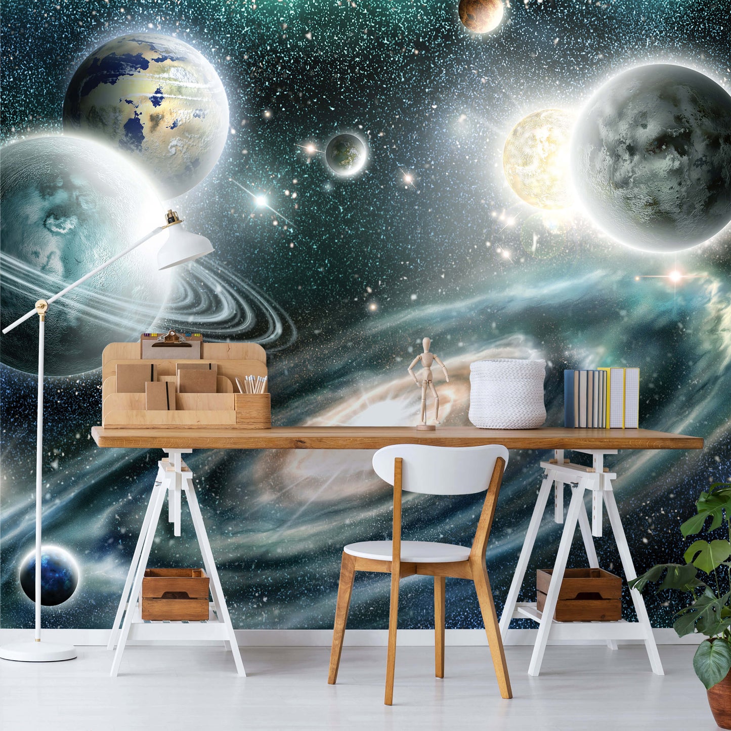 Space Planets Kids Bedroom Non-woven Photo Wallpaper