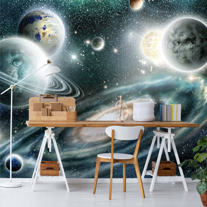 Space Planets Kids Bedroom Non-woven Photo Wallpaper
