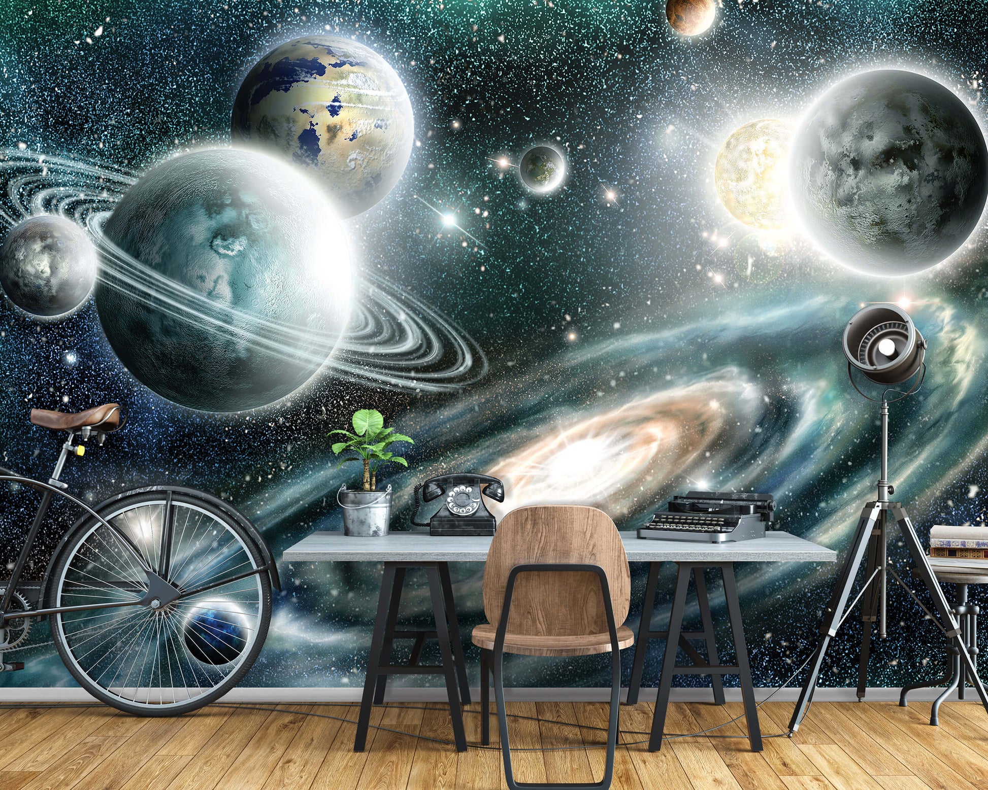Space Planets Kids Bedroom Non-woven Photo Wallpaper