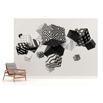 Black and White Cubes 3D & Abstract Non-woven Photo Wallpaper (W x H) 312 cm x 219 cm (123" x 86")