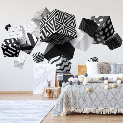 Black and White Cubes 3D & Abstract Non-woven Photo Wallpaper (W x H) 312 cm x 219 cm (123" x 86")