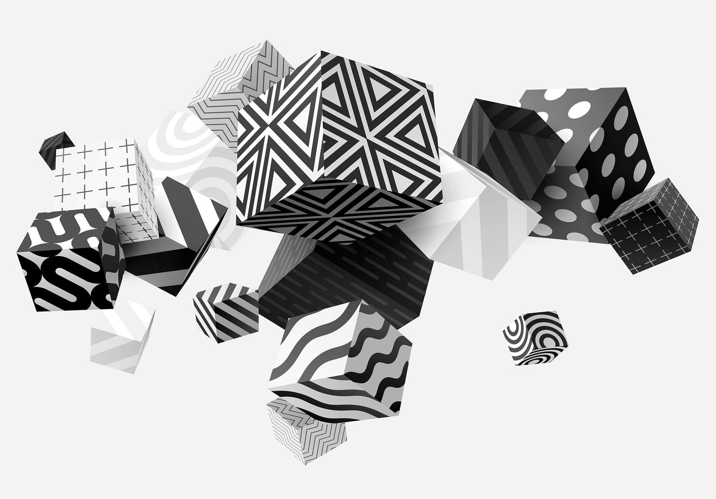 Black and White Cubes 3D 3D & Abstract Non-woven Photo Wallpaper (W x H) 312 cm x 219 cm (123" x 86")