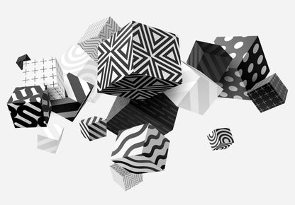 Black and White Cubes 3D & Abstract Non-woven Photo Wallpaper (W x H) 312 cm x 219 cm (123" x 86")