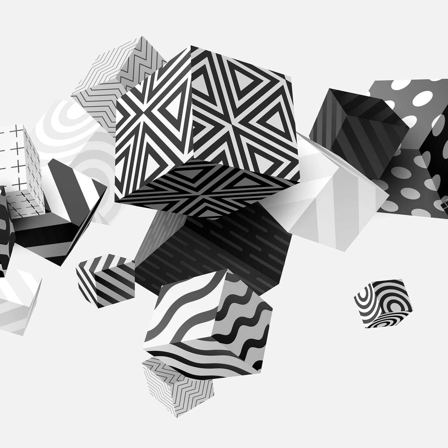 Black and White Cubes 3D 3D & Abstract Non-woven Photo Wallpaper (W x H) 312 cm x 219 cm (123" x 86")