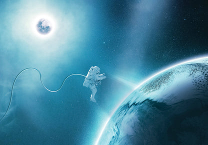 Space Walk Blue Cosmos Astronomy Non-woven Photo Wallpaper (W x H) 312 cm x 219 cm (123" x 86")