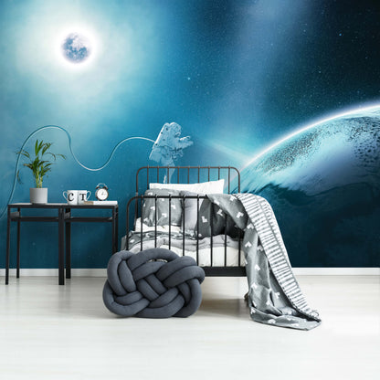 Space Walk Blue Cosmos Astronomy Non-woven Photo Wallpaper (W x H) 312 cm x 219 cm (123" x 86")