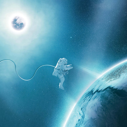 Space Walk Blue Cosmos Astronomy Non-woven Photo Wallpaper (W x H) 312 cm x 219 cm (123" x 86")