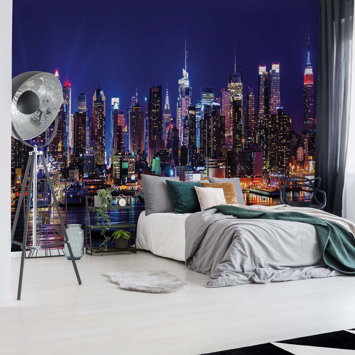 New York Night View Cityscape Non-woven Photo Wallpaper (W x H) 312 cm x 219 cm (123" x 86")