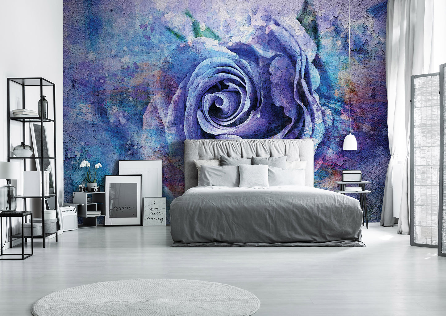 Purple Floral Abstract Floral Non-woven Photo Wallpaper (W x H) 312 cm x 219 cm (123" x 86")