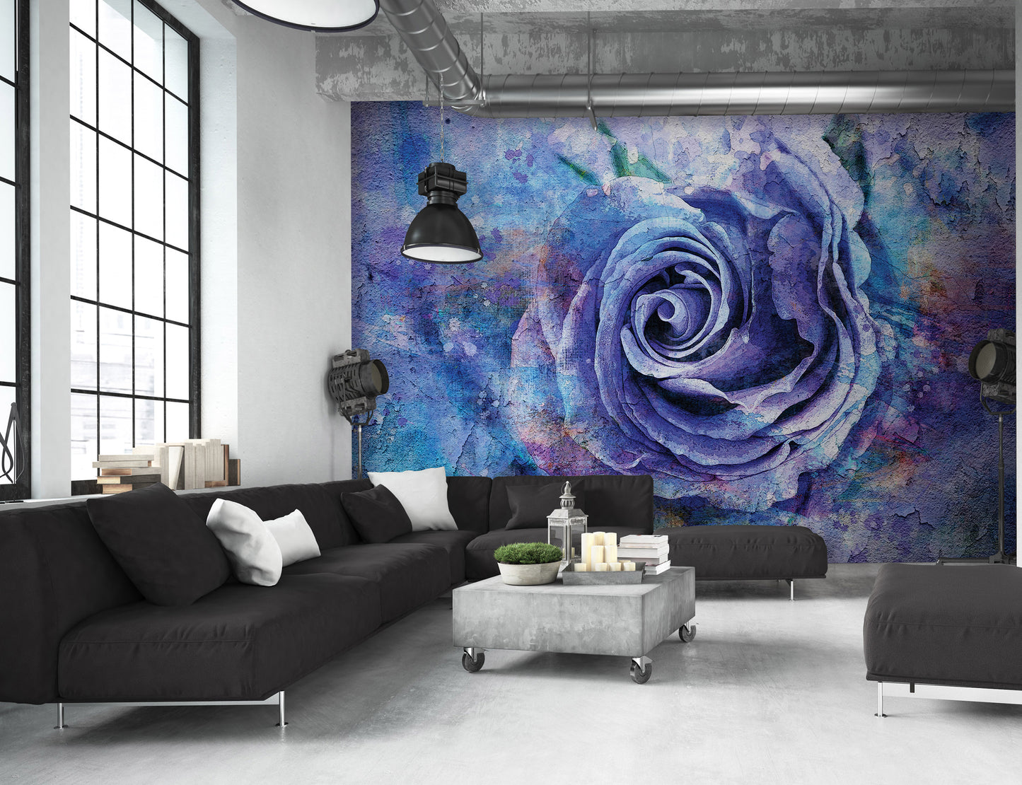 Purple Floral Abstract Floral Non-woven Photo Wallpaper (W x H) 312 cm x 219 cm (123" x 86")