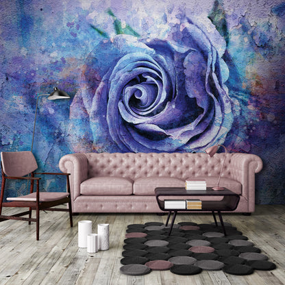 Large Blue Rose Floral Non-woven Photo Wallpaper (W x H) 312 cm x 219 cm (123" x 86")