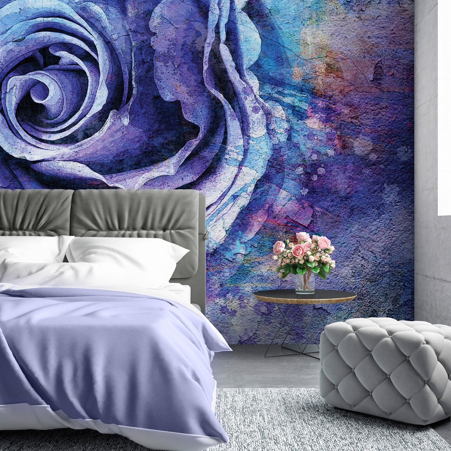 Purple Floral Abstract Floral Non-woven Photo Wallpaper (W x H) 312 cm x 219 cm (123" x 86")