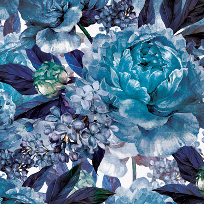 Blue Composition Floral Non-woven Photo Wallpaper (W x H) 312 cm x 219 cm (123" x 86")
