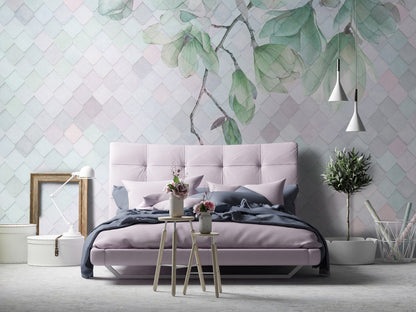 Green and Purple Nature 3D & Abstract Non-woven Photo Wallpaper (W x H) 312 cm x 219 cm (123" x 86")