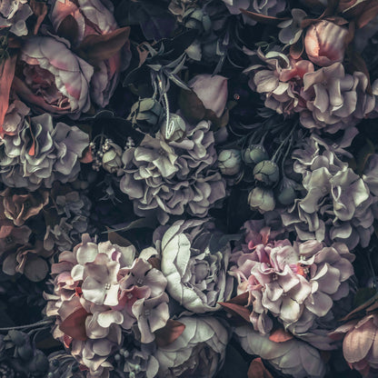 Black Pink Green Flowers Floral Non-woven Photo Wallpaper (W x H) 312 cm x 219 cm (123" x 86")