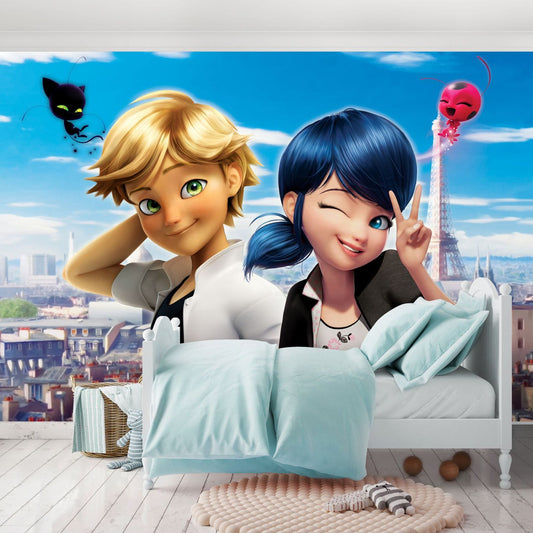 Miraculous Marinette and Cat Noir Children Non-woven Photo Wallpaper (W x H) 312 cm x 219 cm (123" x 86")