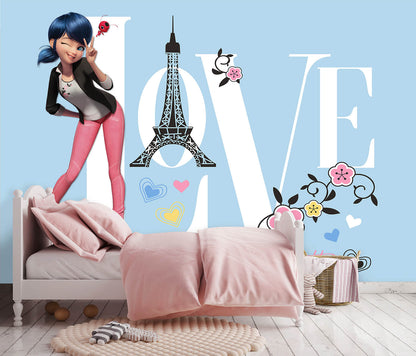 Marinette Tales of Ladybug and Cat Noir Blue Children Non-woven Photo Wallpaper Size Selection