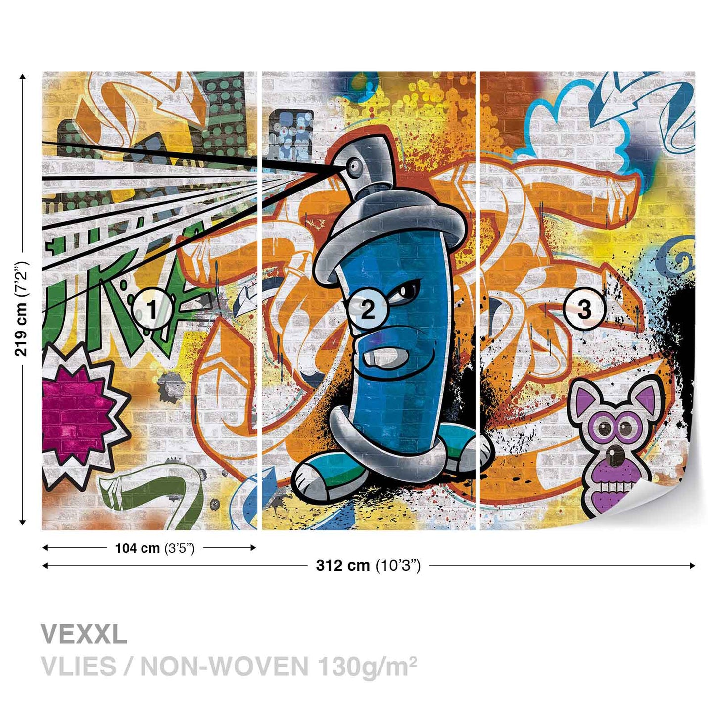 Graffiti Street Art Graffiti Non-woven Photo Wallpaper (W x H) 312 cm x 219 cm (123" x 86")