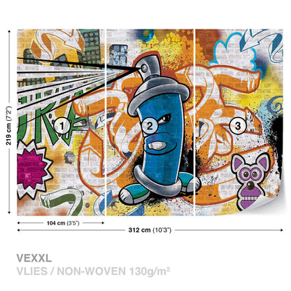 Graffiti Street Art Non-woven Photo Wallpaper (W x H) 312 cm x 219 cm (123" x 86")
