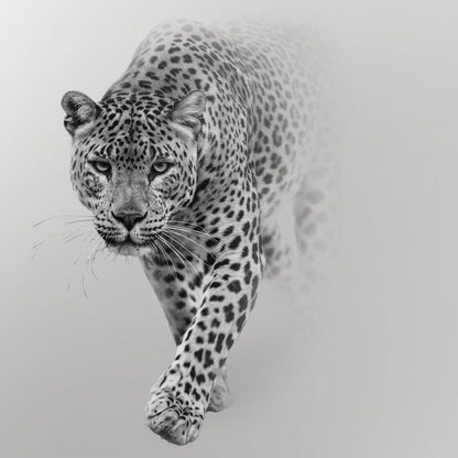 Grey Leopard Animal Non-woven Photo Wallpaper (W x H) 312 cm x 219 cm (123" x 86")