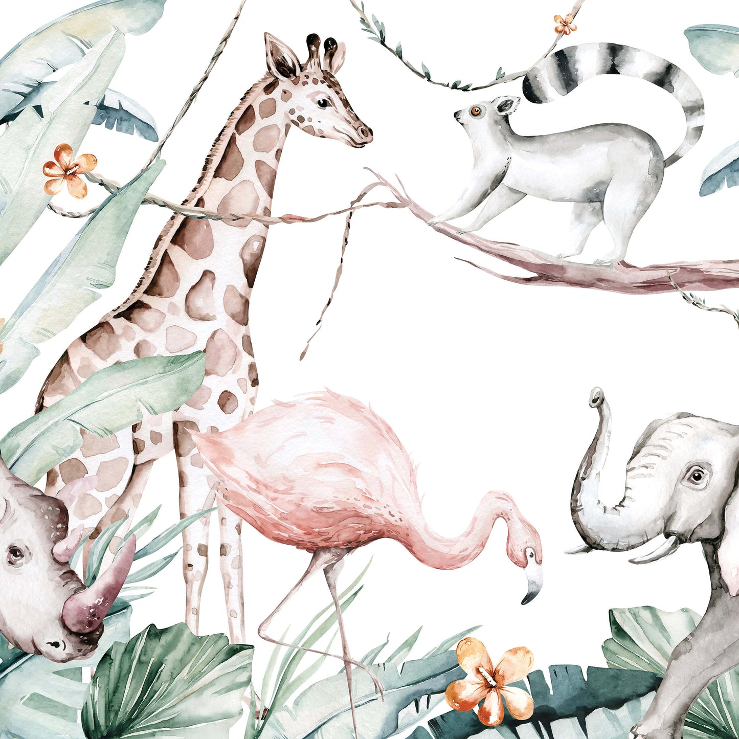 Painted Animals Nursery Nursery Non-woven Photo Wallpaper Size Selection