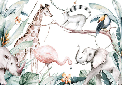 Painted Animals baby room wallpaper