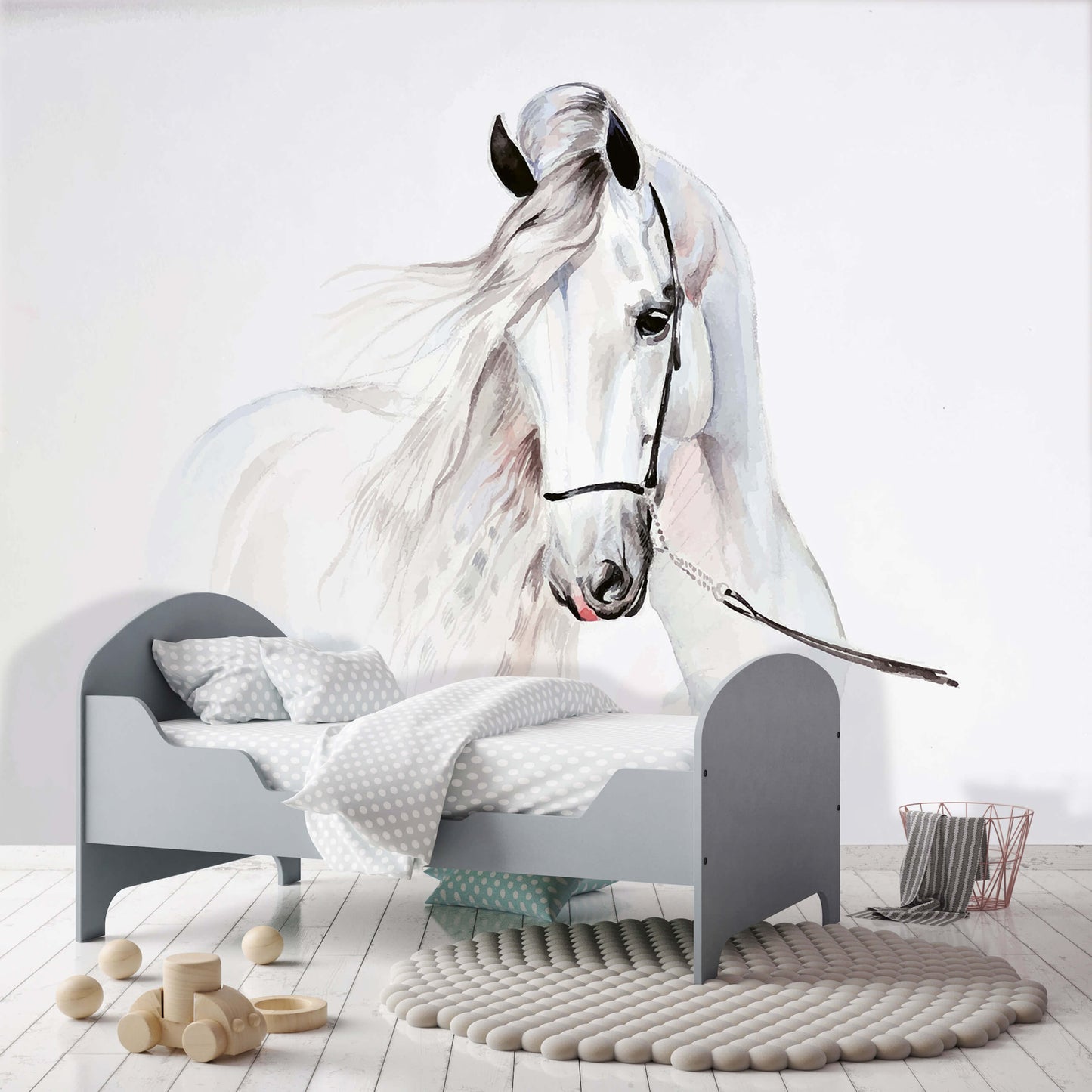 White Pony Horse Animal Animal Non-woven Photo Wallpaper (W x H) 312 cm x 219 cm (123" x 86")