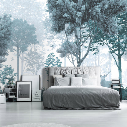 Green Forest Foggy Day photo wallpaper non-woven