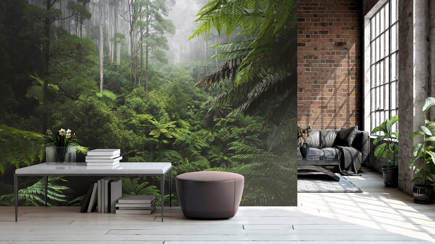 Green Jungle Living Room Nature Non-woven Photo Wallpaper (W x H) 312 cm x 219 cm (123" x 86")