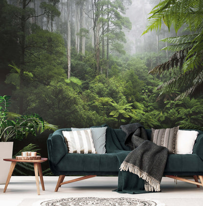Green Jungle Living Room Nature Non-woven Photo Wallpaper