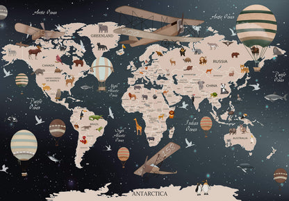 Black and Brown Map Adventure Non-woven Photo Wallpaper

 