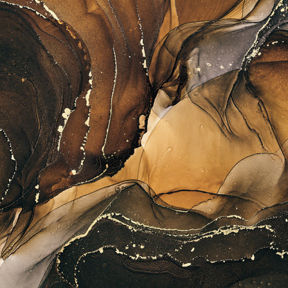 Marble Imitation Gold and Brown Office Non-woven Photo Wallpaper (W x H) 312 cm x 219 cm (123" x 86")