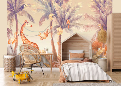 Safari Toddler Bedroom Animal Non-woven Photo Wallpaper (W x H) 312 cm x 219 cm (123" x 86")