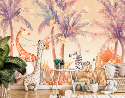 Safari Toddler Bedroom Animal Non-woven Photo Wallpaper (W x H) 312 cm x 219 cm (123" x 86")