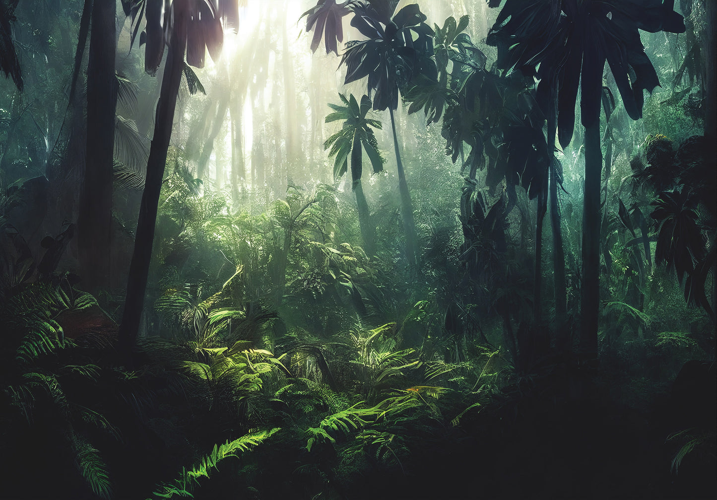 Jungle Bedroom Rainforest Nature Non-woven Photo Wallpaper (W x H) 312 cm x 219 cm (123" x 86")