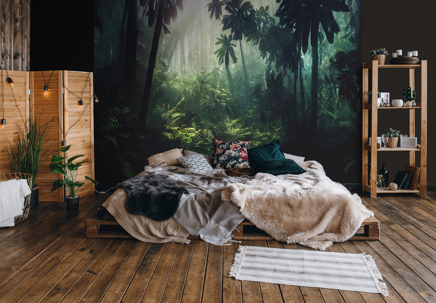 Jungle Bedroom Rainforest Nature Non-woven Photo Wallpaper (W x H) 312 cm x 219 cm (123" x 86")