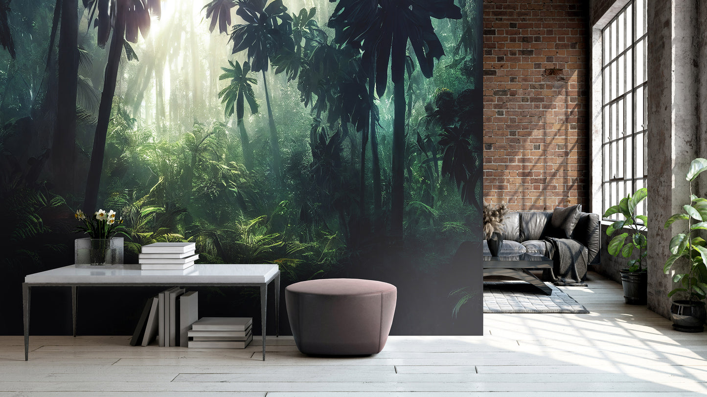 Jungle Bedroom Rainforest Nature Non-woven Photo Wallpaper (W x H) 312 cm x 219 cm (123" x 86")