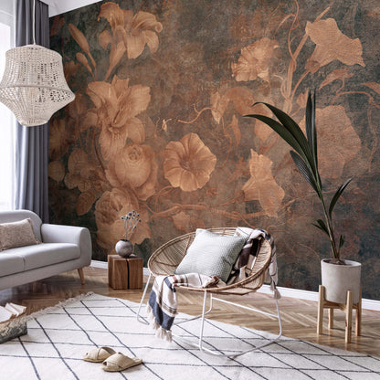 Rusty Vintage Floral Non-woven Photo Wallpaper (W x H) 312 cm x 219 cm (123" x 86")