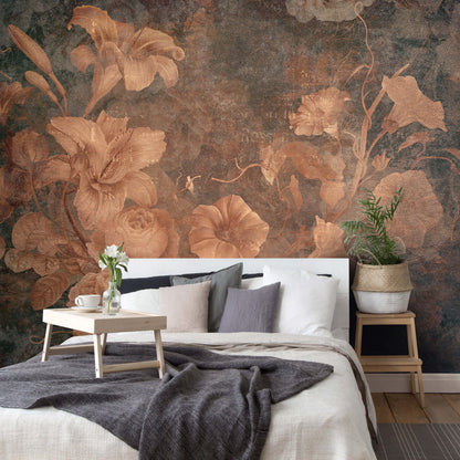 Rusty Vintage Floral Non-woven Photo Wallpaper (W x H) 312 cm x 219 cm (123" x 86")