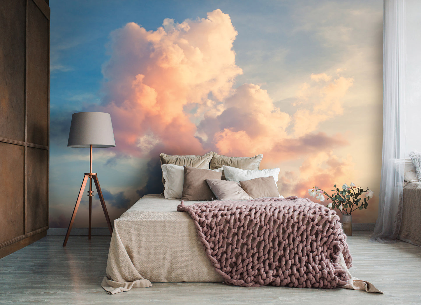 Cloudy Sky View Nature Non-woven Photo Wallpaper (W x H) 312 cm x 219 cm (123" x 86")