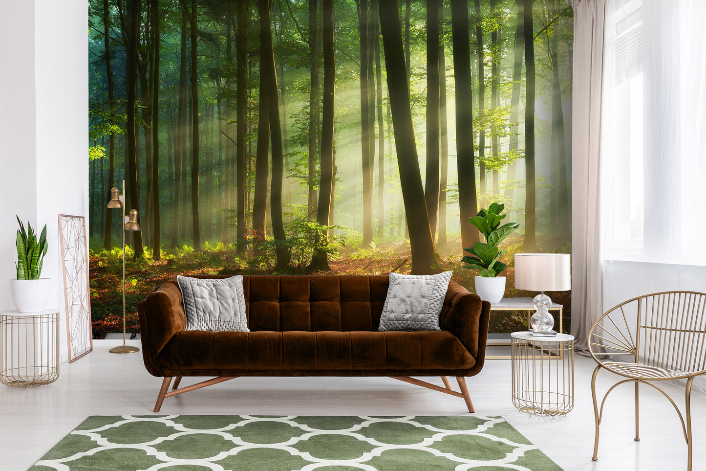 Green Summer Forest Nature Non-woven Photo Wallpaper (W x H) 312 cm x 219 cm (123" x 86")