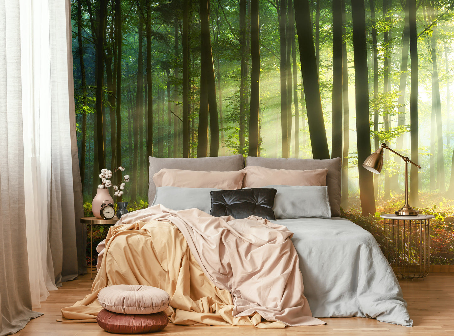 Green Summer Forest Nature Non-woven Photo Wallpaper (W x H) 312 cm x 219 cm (123" x 86")