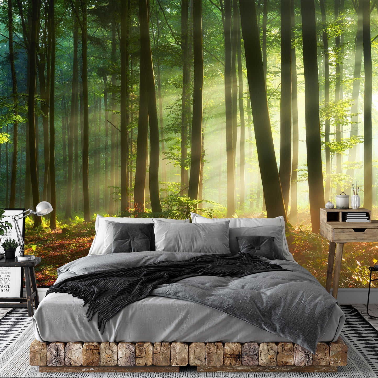 Green Summer Forest Nature Non-woven Photo Wallpaper (W x H) 312 cm x 219 cm (123" x 86")